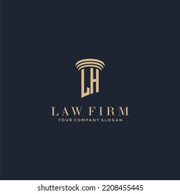 Logotipo inicial de la firma de abogados monograma con diseño de hitos