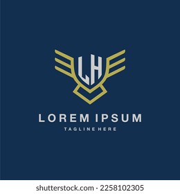 LH initial monogram logo for creative eagle line image vector design