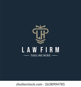 LH initial monogram logo law firm with pillar design
