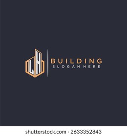 LH initial monogram logo real estate for building with polygon style