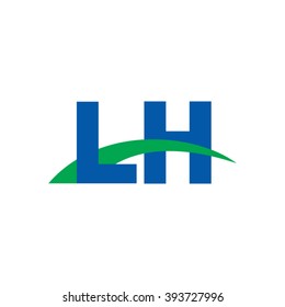 LH initial overlapping swoosh letter logo blue green