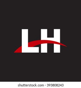 LH initial overlapping swoosh letter logo white red black background