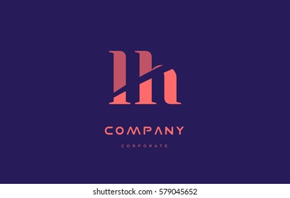 lh l h alphabet small letter blue pink creative design vector company logo icon template 