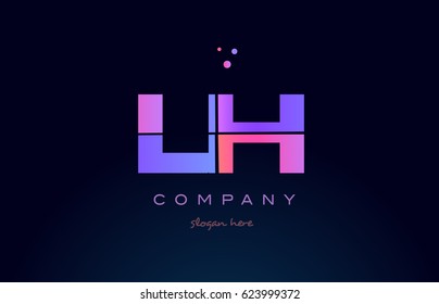 lh l h creative color blue background pink purple blue magenta alphabet letter company logo vector icon design