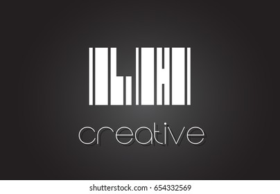 LH L H Creative Letter Logo Design With White and Black Lines.