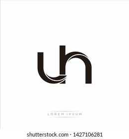 lh l h Initial Letter Split Lowercase Modern Monogram linked outline rounded logo