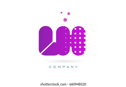 lh l h pink dots dotted letter logo alphabet creative company vector icon design template