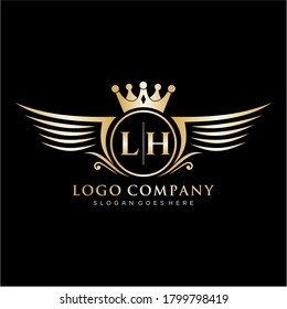 LH Letter Initial mit Royal Wing Logo Template.