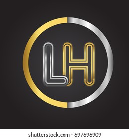 LH Letter logo in a circle. gold and silver colored. Vector design template elements for your business or company identity.