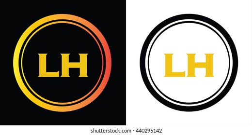 LH letters icon design template elements in abstract background logo, design identity in circle, alphabet letter