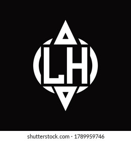 LH Logo with circle rounded combine triangle top and bottom side design template