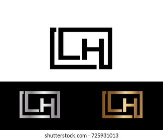 LH Logo. Letter Design Vector with Black Gold Silver Colors



