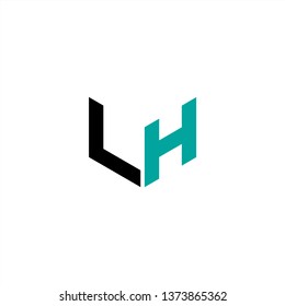 LH Logo Letter Initial With Black and Aqua Colors