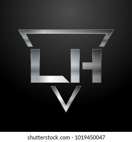 LH Logo, Metal Logo, Silver Logo, Monogram, Polygon