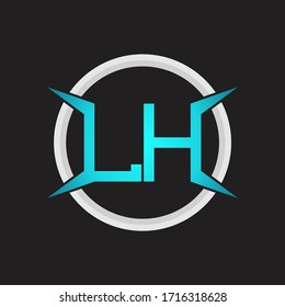 Monograma de logotipo LH con plantilla de diseño de forma circular y de cuatro ejes
