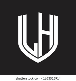 LH Logo monogram with emblem shield design isolated on black background