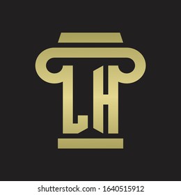 LH Logo monogram with pillar style design template with gold colors