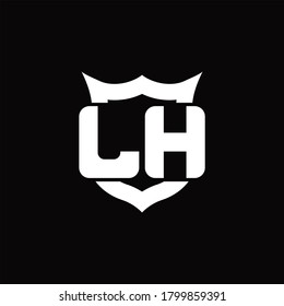 LH Logo monogram with shield around crown shape design template