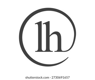 Logotipo de LH de dos letras con forma de círculo estilo de signo de correo electrónico. Logotipo redondo de L y H de la empresa para la identidad de marca.