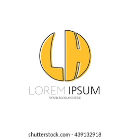 LH Logo. Vector Graphic Sphere Branding Letter Element. White Background