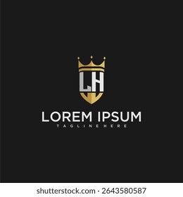 LH Luxusbrief Monogramm für Krone und Schild Logo Design