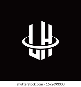 LH monogram logo in a hexagon style and surrounded by a ring
