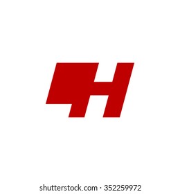 LH negative space letter logo red