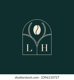 LH Unique and simple logo design combination of letters and coffee bean