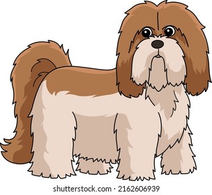 Lhasa Apso Dog Cartoon Clipart Illustration