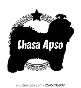 Lhasa Apso dog silhouette, dog, dog breeds,  vector, silhouette, logo design, animal, illustration, icon, sign, black, pet