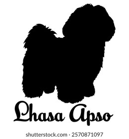 Lhasa Apso dog silhouette, dog breeds, logo, vector, silhouette,  animal, illustration, icon, sign, design, black, symbol, pet, love
