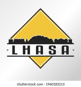 Lhasa, Tibet, China Skyline Logo. Adventure Landscape Design Vector City Illustration Vector illustration.