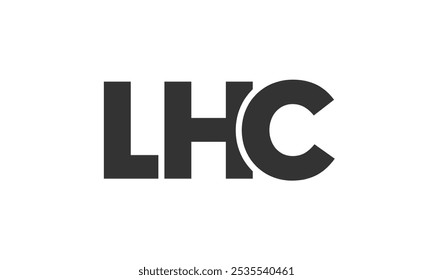 Plantilla de diseño de logotipo LHC con texto fuerte y moderno en negrita. Logotipo de Vector inicial basado en tipografía simple y mínima. Identidad de empresa de moda ideal para la presencia de la marca de las empresas.