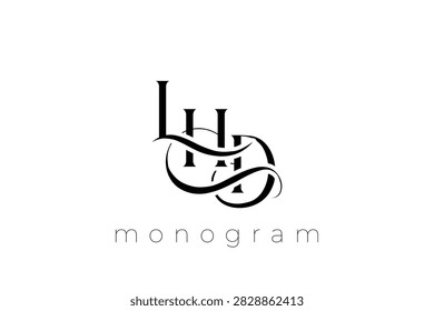 LHD Elegant Monogram Logo Design With Decorative Lettering. Elegant Monogram Logo Design with Decorative Elements and Typography