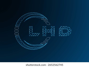 LHD low poly letter logo vector design. LHD lower poly logo design. Low poly logo.