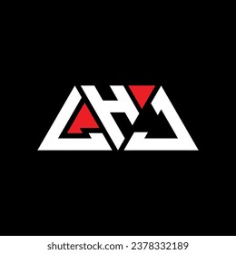LHJ triangle letter logo design with triangle shape. LHJ triangle logo design monogram. LHJ triangle vector logo template with red color. LHJ triangular logo Simple, Elegant, and Luxurious design.