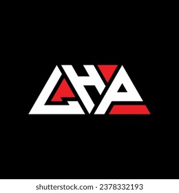 LHP triangle letter logo design with triangle shape. LHP triangle logo design monogram. LHP triangle vector logo template with red color. LHP triangular logo Simple, Elegant, and Luxurious design.