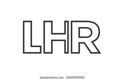 LHR logo design template with strong and modern bold text. Initial based vector logotype featuring simple and minimal typography. Trendy company identity ideal for businesses brand presence.