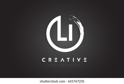 LI Circular Letter Logo with Circle Brush Design and Black Background.