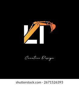 LI Bagger Arm Construction Logo - Bold Industrial Letter Mark Design für schwere Ausrüstung, Contractor Branding und moderne Engineering-Identität