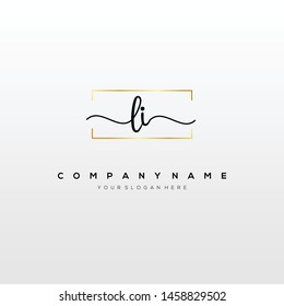 LI handwriting initial logo template vector.