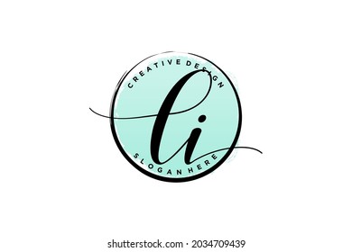 LI Handschrift Logo mit Kreis Vorlage Vektorsignatur, Hochzeit, Mode, Blumen und botanisch mit kreativen Vorlage.