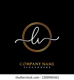 LI Initial Handwriting logo template vector