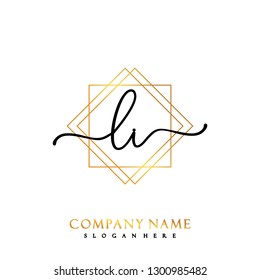 LI Initial Handwriting logo template vector