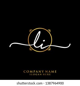 LI Initial handwriting logo template