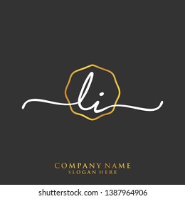 LI Initial handwriting logo template