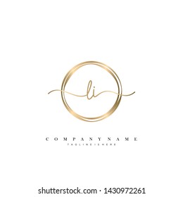 LI initial handwriting logo template vector