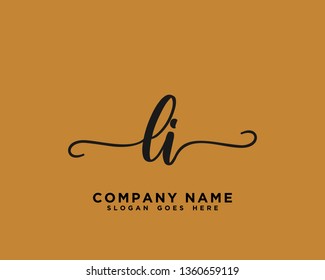 LI Initial Handwriting Logo Vector