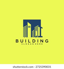 LI initial letter building logo for real estate with square design