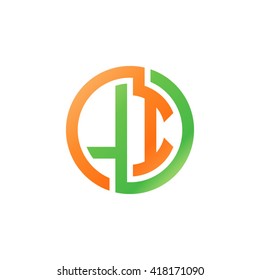 LI initial letters looping linked circle logo orange green